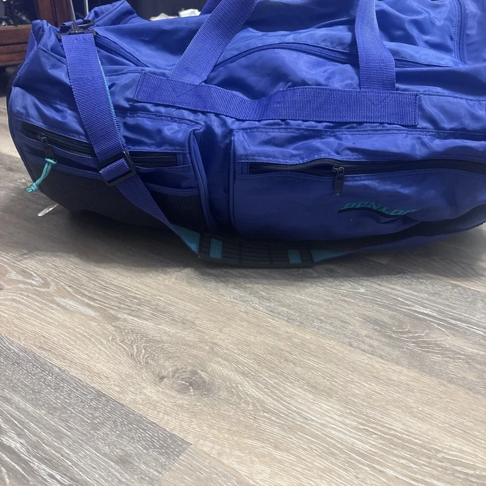 Vintage Dunlop Blue Large Duffel Bag Travel Gym Sports Shoulder Strap
